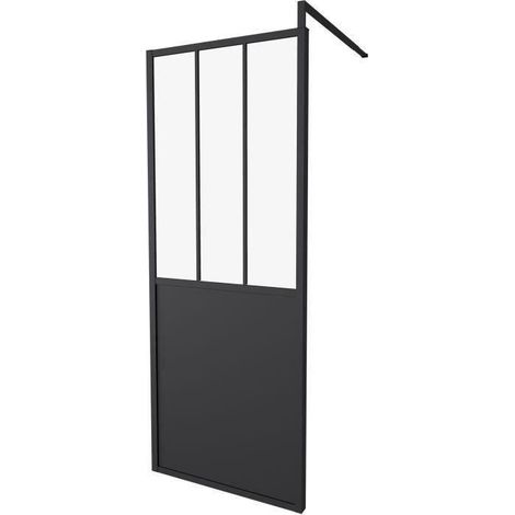 Feste Duschwand gelco 80x200 cm schwarz matt industriell