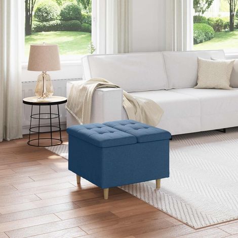 Aufbewahrungsottomane mit Kissen Blau 60 x 60 x 45 cm Stoff