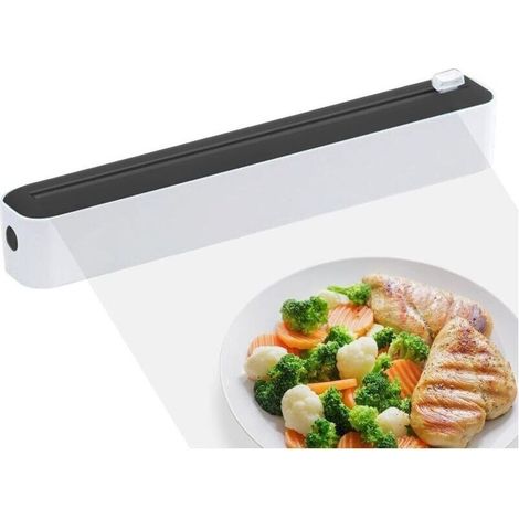 Distributeur de Film,Boîte de Découpe de Film Plastique, Rangement Papier Alu Et Film Alimentaire,Distributeur de Film Plastique avec Cutter,Dérouleur Film Alimentaire pour Cuisine (N
