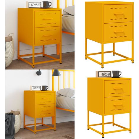 vidaXL Table de chevet jaune moutarde 36x39x60,5 cm acier (1/5)