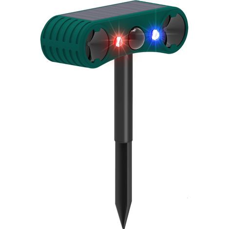 Détecteur de mouvement solaire extérieur de la marque Compass : alarme à induction infrarouge à ultrasons améliorée IP65 avec lumière clignotante rouge/bleue (1/5)
