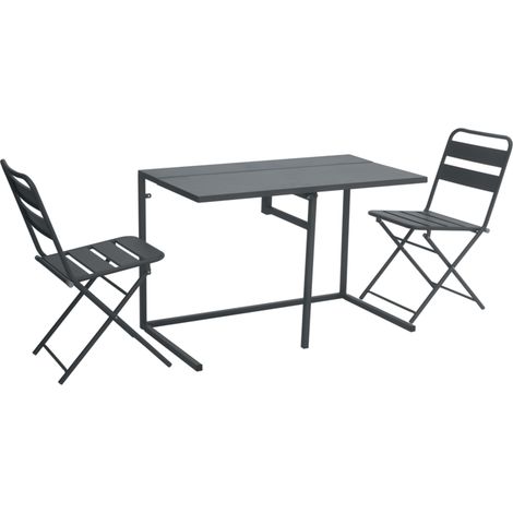 Set Tavolo e Sedie per Balconi e Spazi Ristretti 2 Posti 100 x 50 cm Antracite