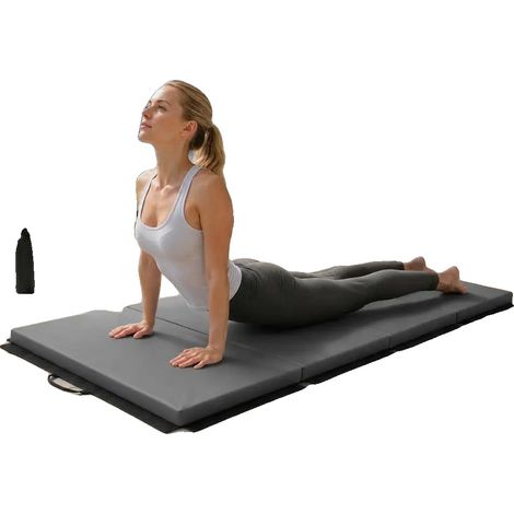 Tapis d'exercice, design pliable, surface antidérapante, vert armée (1/2)