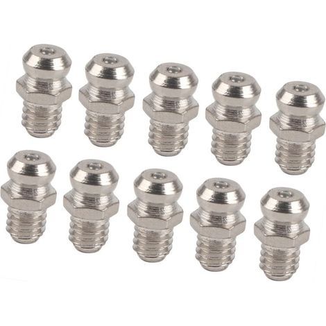Lot de 10 embouts de rechange en métal pour pistolet à graisse, accessoires de lubrification résistants à la rouille pour l'automobile, la moto et l'industrie (M6 Straight) (1/4)
