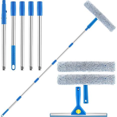Tergivetro da 2 m con manico telescopico, tergivetro da 35 cm e spazzola in microfibra da 35/37 cm, tergivetro professionale, adatto per la pulizia di finestrini auto, docce e porte in vetro. (1/5)