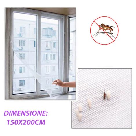 MOUSTIQUAIRE POUR FENÊTRE RIDEAU ADHÉSIF ANTI-MOUSTIQUES TISSU INSECTE BLANC 150X200CM (1/4)
