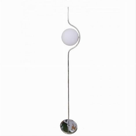 TrAdE Shop Traesio - Lampada Da Terra Argento Con Sfera Vetro Bianco Piantana E27 Design Moderno 33900 - (1/5)