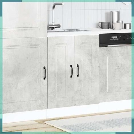 853441 Meuble bas pour évier Kalmar gris béton bois d'ingénierie (1/5)
