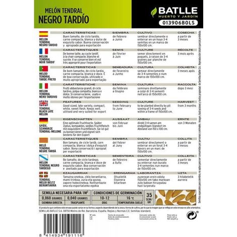 Graine - semence Semillas batlle - 013906BOLS - Graines de Melon Tendral, Noir, Tardif