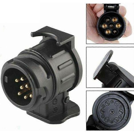 Adaptateur 13 broches vers 7 broches, normalisé selon la norme ISO 1724, pour systèmes 12 V, connexion d'une prise remorque 7 broches à une prise voiture 13 broches, pour vélos (1/5)