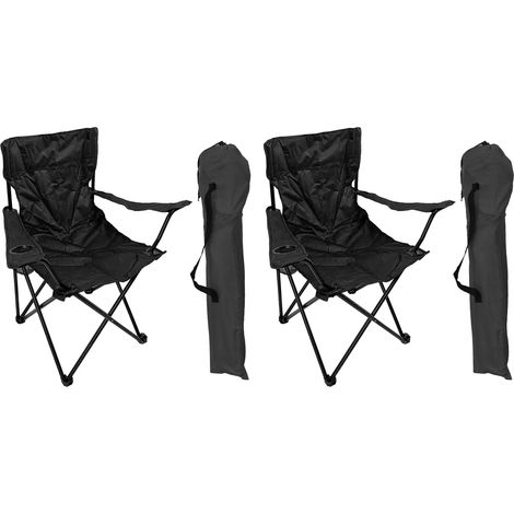 Chaise de pêche 2 places, chaise de réalisateur, porte-gobelet, sac, noir (1/5)