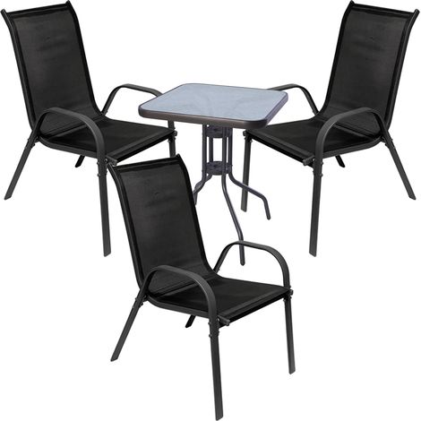 Bistrogarnitur 4-teilig Anthazit SchwarzStapelstühle-MMC33081DG+3xMMC330880 (1/4)