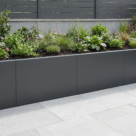 vidaXL Retaining Wall 2 pcs 60 x 12 x 50 cm Steel Anthracite (1/5)