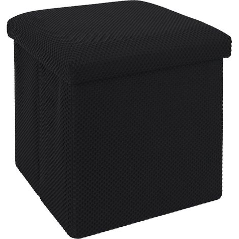 Coffre pouf pliable noir 38x38x38 cm (1/5)