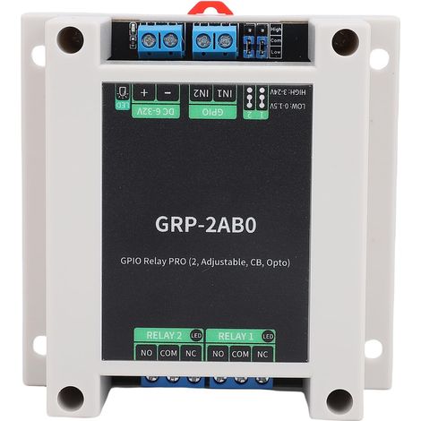 Module de Carte de Commutation de Relais GPIO 10a 5V à 2 Canaux, Isolement Optocoupler, Contrôle de L'automatisation Industrielle, Boîtier de Support de Rail ABS, pour les (Grp-2ab0) (1/5)