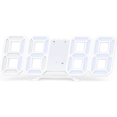 Horloge murale numérique LED 3D avec affichage de la température et du calendrier, réveil électronique, décoration de chambre, lumière blanche (1/4)