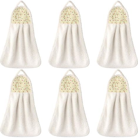 6er-Pack Hängehandtücher aus Korallenvlies, saugfähig für Zuhause, Küche und Bad, Beige (1/4)