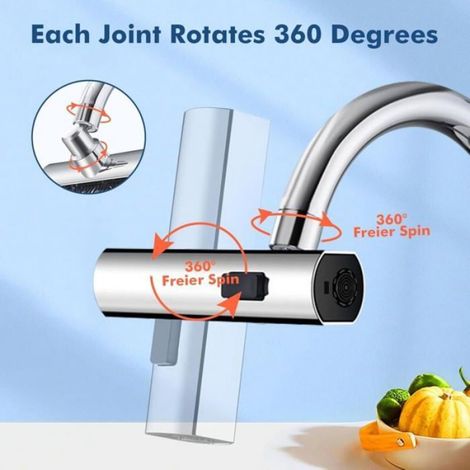 Robinet de Rallonge Pivotant Multifonctionnel à 1080°,Economiseur d'eau Pour Robinet, avec Mousseur 3 Modes Robinet Adaptateur, (1/4)