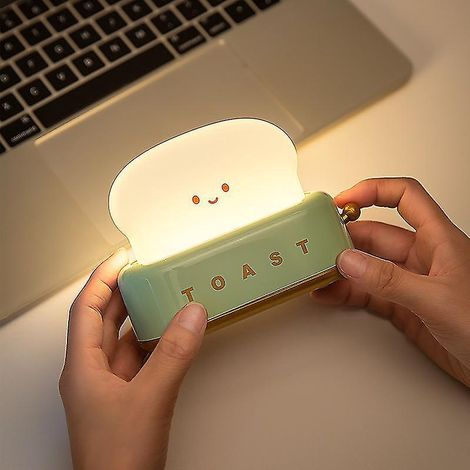 Kreatives, toastförmiges Nachtlicht, LED-Lampe für Brotbackautomaten, USB-Ladefunktion, dimmbar, umweltfreundlich. (1/3)