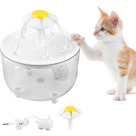 DOLASO Katzenwasserbrunnen: 1,5 l, ultraleiser automatischer Katzenbrunnen mit Filter, Haustierbrunnen mit zwei Durchflussmodi für Katzen, Hunde (weiß) (1/5)