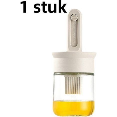 1 pièce - Brosse pour gril - Flacon à huile en silicone haute température intégré - Pot à huile en verre avec brosse