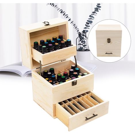 Boîte de rangement en bois pour huiles essentielles, boîte de rangement à 59 fentes (1/5)