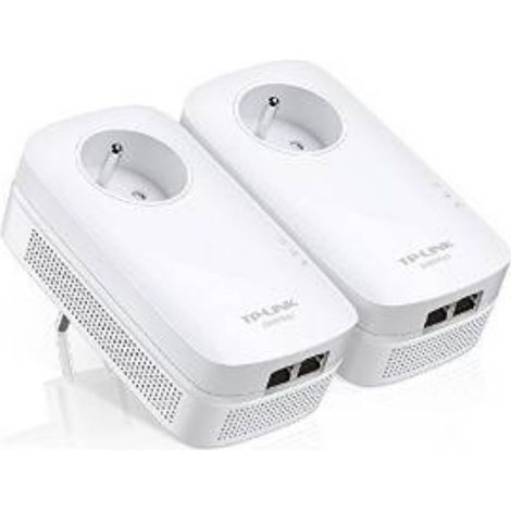 Tp-Link – Pack de 2 CPL AV2000 2 ports Gigabit – Débit 2000 Mbps – Prise gigogne intégrée – Idéal pour vidéos HD et jeux en ligne (1/8)