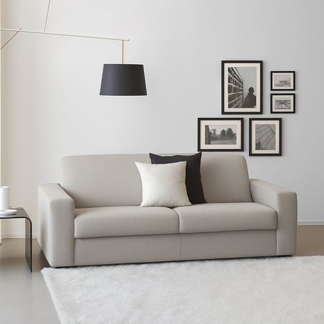 Dmora - Sofá fijo Dmazzon, Sofá de 2 plazas, 100% Made in Italy, Sofá Sala de estar, en tela acolchada, con reposabrazos delgados, Cm 160x95h90, Gris (1/5)