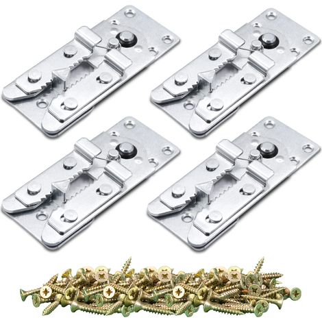 Connecteurs Canape Sectionnel Lot de 4 Metal Argente 14x5.4cm avec 40 Vis, Fixation Interverrouillage Haut-Bas Demontage Facile (1/5)