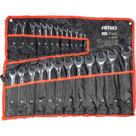 Clés plates, jeu de 6 clés plates de 32 mm, 25 pièces. amio-04195 (1/5)