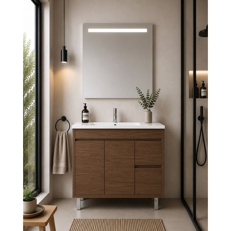 Meuble de salle de bain avec vasque ORIGENBATH ISQUIA sans miroir 100x40 cm frêne tea