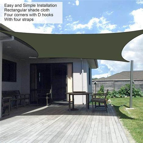 Tissu d'auvent voile d'ombrage vert armée – bloc UV – pour jardin, patio, piscine, cour (1/5)