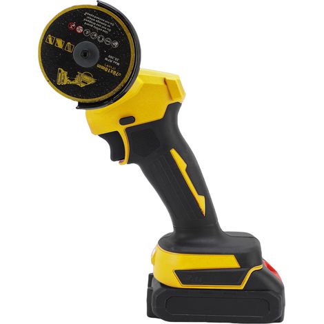 Meuleuse d'angle électrique 21V sans fil, petite rectifieuse portative rechargeable multifonction, 4 disques inclus, pour bricolage maison, jaune - Prise EU 100-240V (1/5)