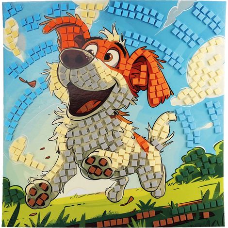 Mosaico in schiuma raffigurante un cane che corre, 25x25 cm, DIVERTIMENTO E GIOIA