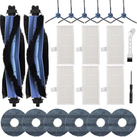 22 pezzi di ricambio per l'aspirapolvere Eufy Omni C20, kit di accessori comprendente 2 spazzole principali, 6 filtri, 6 spazzole laterali, 6 panni per la pulizia, 1 spazzola per la pulizia e 1 caccia (1/5)