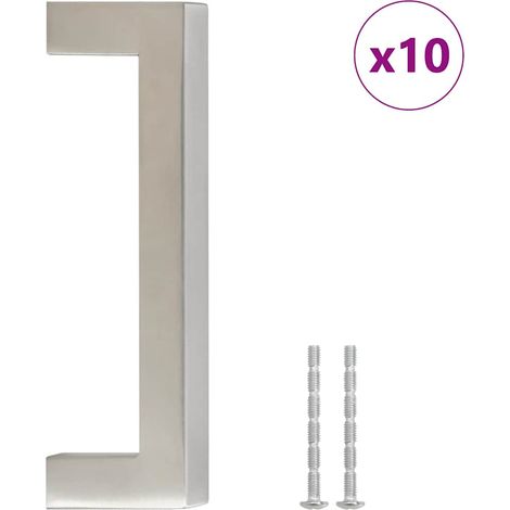 Poignées d'armoire 10 pcs Poignée de meuble argenté 96 mm acier inoxydable CFW37828 (1/5)