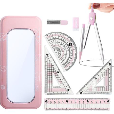 Kit de Géométrie Outils de croquis, dessin, mesure, équerre et papeterie Set de rapporteur et pour dessin Outils de croquis architecture design art pour garçons filles étudiants étude en (1/5)