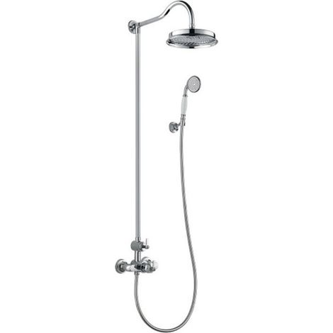 Paini France – Colonne de douche thermostatique rétro 1150mm – Douche de tête Ø 225mm laiton anticalcaire – Inverseur 2 voies avec fonction STOP – Fabriqué en Italie