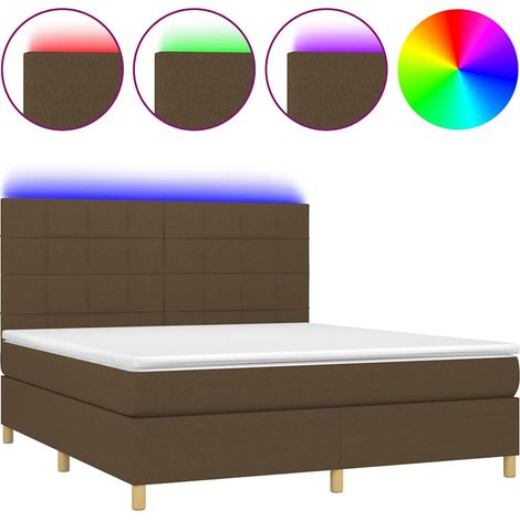 Maison Exclusive - Letto a Molle Materasso e LED Marrone Scuro 160x200 cm Tessuto (1/5)