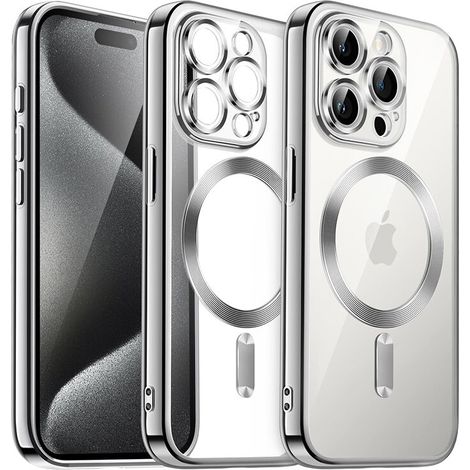 Custodia per iPhone 15 Pro, Electro MagSafe, argento + pellicola protettiva per lo schermo (1/5)