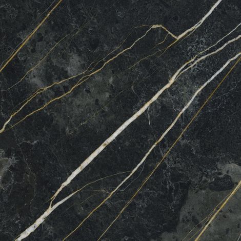 Baldocer – Carrelage effet marbre noir forest 60x60 cm – Finition polie – Motifs veines blanches et jaunes – Pour décoration intérieure (1/2)