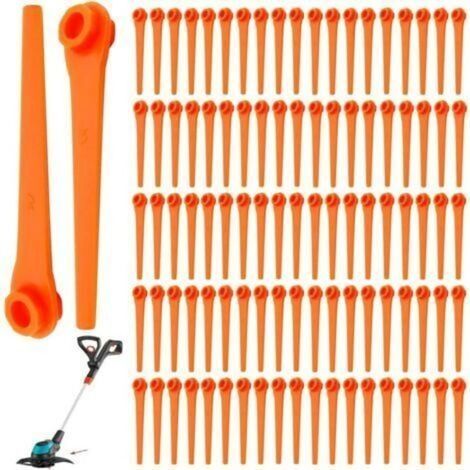 Lot de 100 Lames de Rechange en Plastique pour Coupe-Bordures Gardena 9823 9825 9820 9821 Lames débroussailleuse 70mm (1/4)
