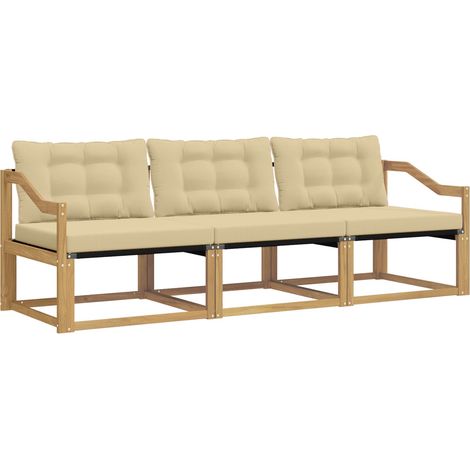 vidaXL Outdoor Sofa Set 3 pcs White and Beige