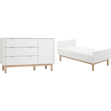 Lettino evolutivo 70x140 e Cassettiera a 3 cassetti 1 anta Pinio Miloo Bianco (1/4)