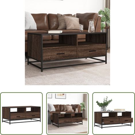 Table basse métal - Table basse chêne marron 100x50x45cm bois d'ingénierie et métal (1/5)