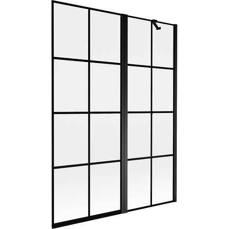 Mexen Mist mampara de baño de 2 hojas derecha 130 x 150 cm, rejilla negra, negro - 8A9-130-011-70-77-P