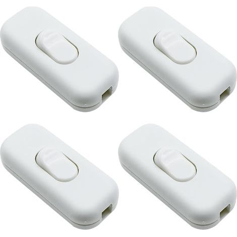 Lot de 4 interrupteurs intermédiaires en ligne - Blanc - 6 A - 250 V - Interrupteur à bascule - 2 fils et 3 fils - Pour petits appareils, lampes, lampes de table (1/5)