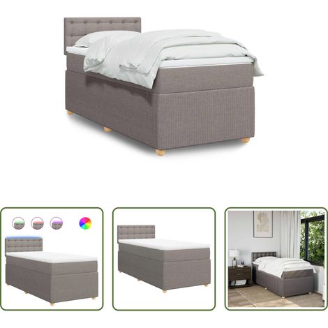 vidaXL Surmatelas -  Sommier à lattes de lit avec matelas Taupe 90x190 cm Tissu (1/5)