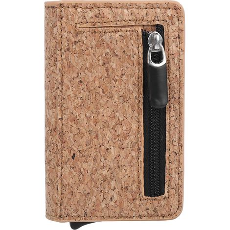 Portefeuille multifonction en cuir PU à grain d'écorce abricot, sac à cartes anti-vol avec blocage RFID, étui portable pour monnaie