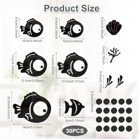 30 autocollants muraux Poissons et Bulles (1/3)